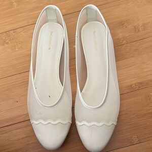 Reformation Cream Flats with Mesh Detail